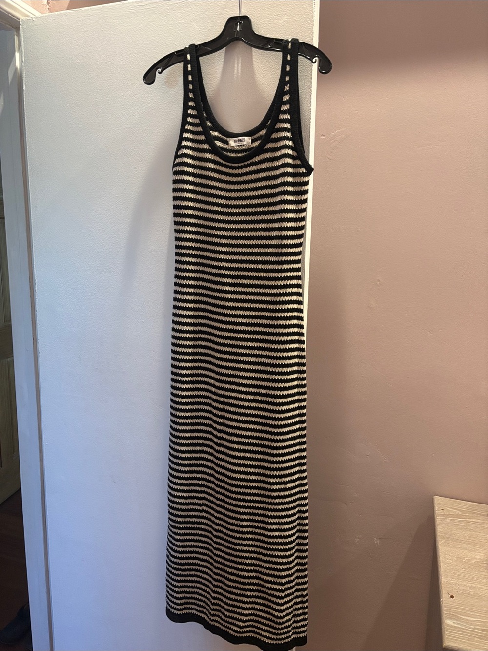 Sleeveless Striped Maxi Dress - Black and White